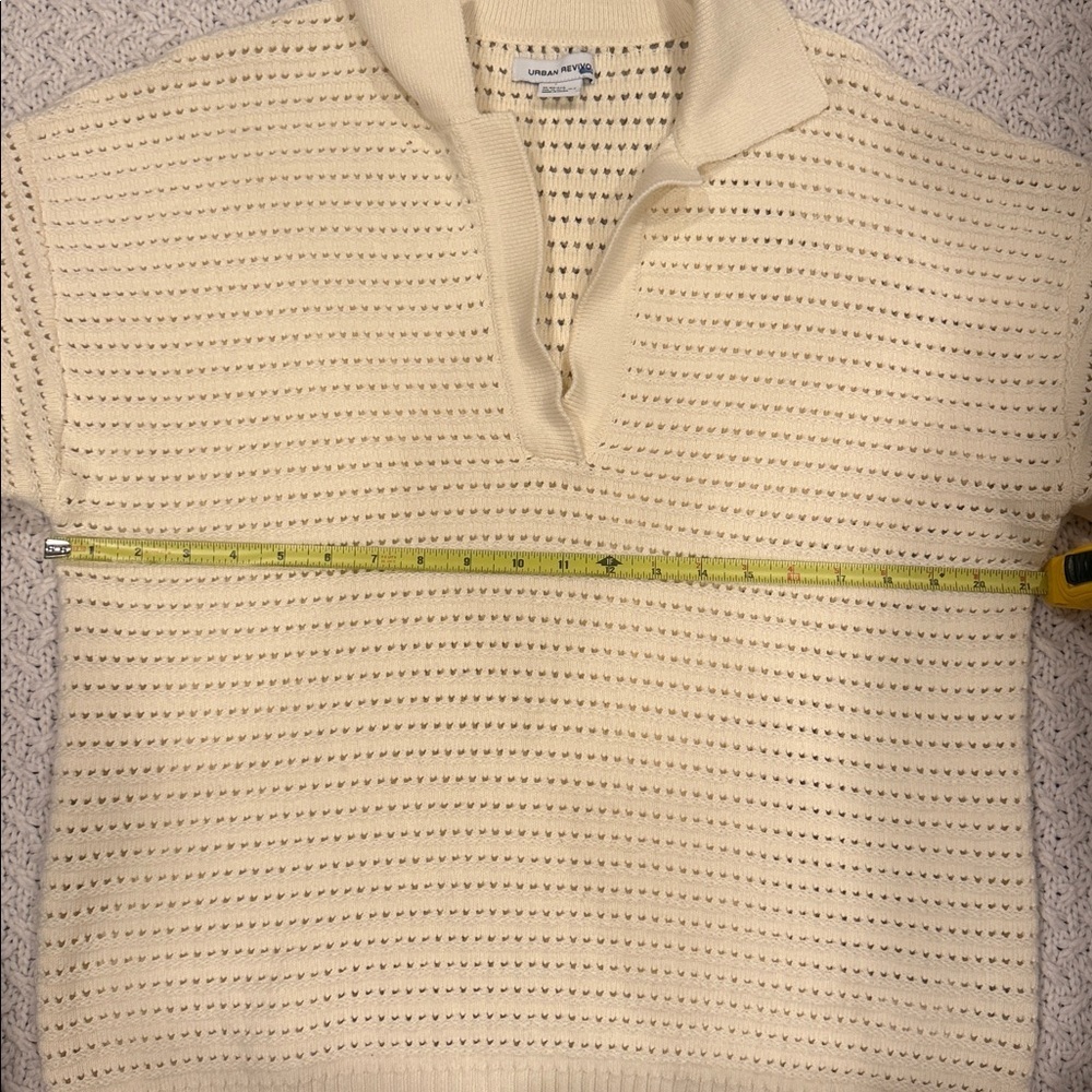 URBAN REVIVO WOMENS XS BLOUSE EMBROIDERY CREAM COLOR - Picture 4 of 8